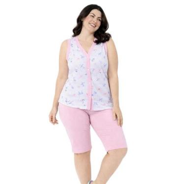 Imagem de Pijama Feminino Aberto Regata Aberto na Frente Pescador Bermuda Verão 