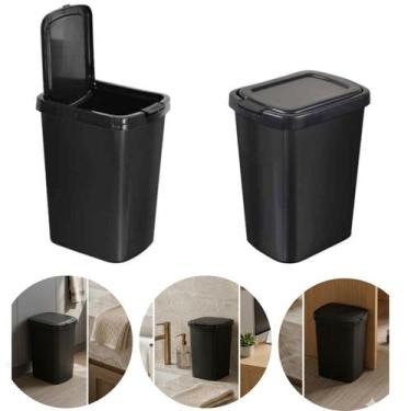 Imagem de Lixeira 9 Litros Com Tampa click Cor preta Cozinha Banheiro - Arqplast