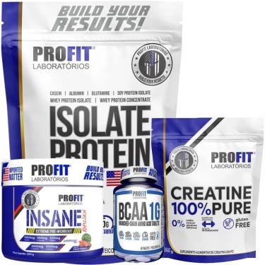 Imagem de WHEY ISOLADO 900G l CREATINA PURA 250G l BCAA 60 TABS l PRÉ TREINO INSANE 200G FRUIT PU...