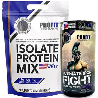 Imagem de WHEY ISOLADO 900G l PRÉ TREINO ULTIMATE IRON FIGHT 270G l PROFIT-Unissex
