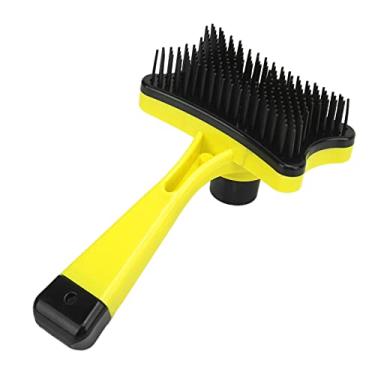 Imagem de Escova de cuidados para animais de estimação, escova autolimpante, escova de queda de pelos curtos e longos para cães e gatos, remove suavemente o subpelo solto (amarelo) luvas e rolos de remoção de pelos