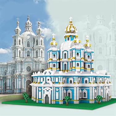 Imagem de Mini blocos de arquitetura de igreja smolny, kit de blocos de construção mundialmente famosos da catedral - 3737 peças mini conjunto de blocos de construção, modelo educacional 3d para construção