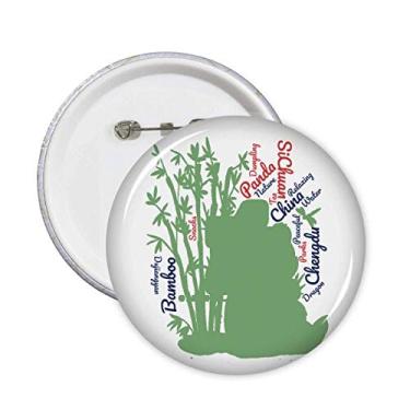 Imagem de China Chengdu Panda Bamboo Wordcloud Pins Emblema Emblema Acessório Decoração 5 peças