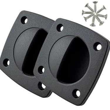 Imagem de NEPIDOVS Maçaneta de porta deslizante embutida de nylon para escotilha de barco, puxador de escotilha quadrada, acessórios de cabine de iate de barco a motor (Preto)