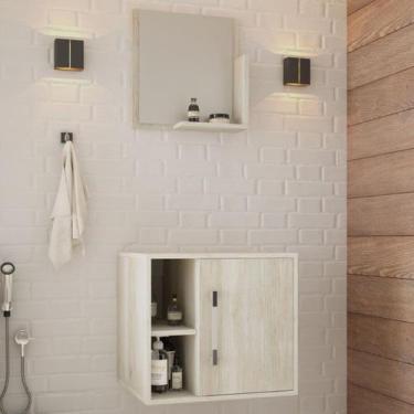 Imagem de Armário de Banheiro Olivia 1 Porta 2 Prateleiras com Espelho Snow - Pn
