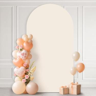 Imagem de Ledido Capa de arco de casamento de elastano para decoração de festa de aniversário, chá de bebê, bege