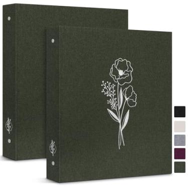 Imagem de Lanpn Aesthetic 3 fichários de anéis, 6 pacotes, capa dura de linho, 2,5 cm, suporte de pasta de anéis redondos, tamanho carta, 21,6 x 28 cm, papel para coleções de diário escolar (verde)