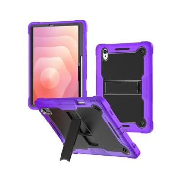 Imagem de Capa para tablet Samsung Galaxy Tab S11 de 11 polegadas, capa à prova de choque de 3 camadas WUNIAK com suporte e compartimento para caneta, parte traseira rígida de policarbonato e capa interna de