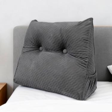 Imagem de KCTVUIWS Almofada triangular de reforço pequeno para cabeceira e encosto para sentar na cama, almofadas de leitura com suporte para descanso de costas para sofá-cama com capa removível