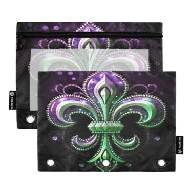 Imagem de Wassud Pacote com 2 pastas de fichário com símbolo roxo e verde, pastas de bolso com 3 furos, organizador de fichários para casa, escritório