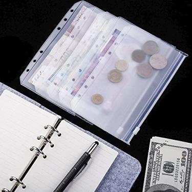 Imagem de 15 bolsos de plástico para fichário com 6 furos com zíper, pastas à prova d'água, fichário para caderno, folhas soltas, sacos de arquivamento de documentos para arquivo, papel A5, papel A6, documento