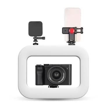 Imagem de Yunseity Plataforma de Vídeo para Smartphone Com Luz, 240 Contas de LED 96+ Estabilizador de Telefone Portátil CRI Com Suporte para Telefones Ajustável de 2500K a 8500K, Com 3 Montagens