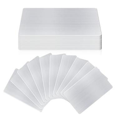 Imagem de AOKLIT 30 peças de cartões de visita de metal de aço inoxidável 304, 8 x 5 cm de espessura, 0,5 mm, placas de aço com gravação a laser para casa de negócios, presente faça você mesmo