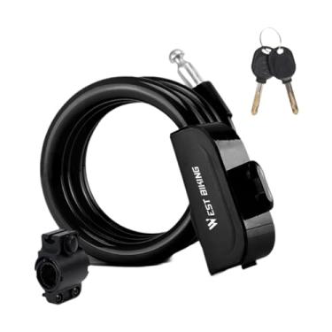 Imagem de Baoblaze Cadeado de bicicleta com 2 chaves, antifurto, acessório universal, trava de cabo de para bicicletas, ideal para viagens e, Preto