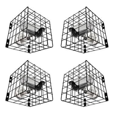 Imagem de Kit 4 Grades de Proteção Tipo Gaiola para Câmera de Segurança CFTV Aço Reforçado, Pintura Eletrostática Preta Fosca 17×17×18,5 cm