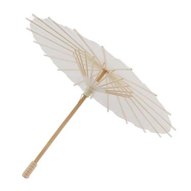 Imagem de Akozon Guarda-sol de Infantil - Guarda-chuvas Elegantes Brancos DIY de Bambu e Estilo Chinês para Decoração, Projetos de Arte e Fotografia (28cm)