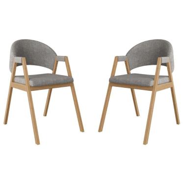 Imagem de Kit 2 Cadeiras Suellen Luxo Reforçada Mesa De Jantar Linho Grafite