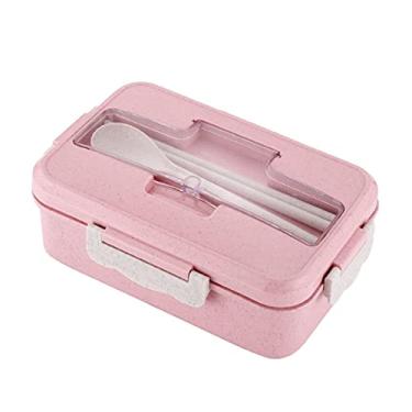 Imagem de Tingpai Ca a Bento à prova de vazamento pa adultos com 3 compa mentos Lanchei pa crianças com colher e pauzinhos Micro s Máquina de lavar louça Ca a de refeição sem BPA com alça