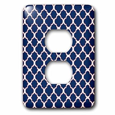 Imagem de 3dRose lsp_165919_6 Padrão Quatrefoil Azul marinho e branco com destaque vermelho