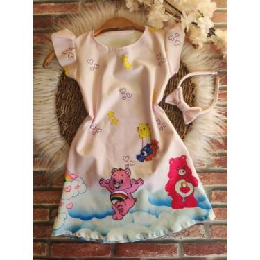 Imagem de Vestido Menina Infantil Luna Temático Ursinhos Carinhosos + Tiara - AU