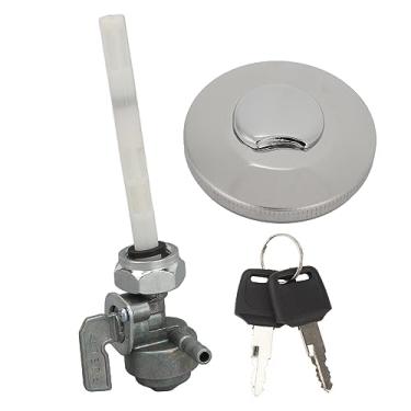 Imagem de Tampa do tanque de combustível de gás Grcfumo, tampa dos tanques de gasolina do veículo de metal, tampa de enchimento do tanque de combustível de vedação com chaves e válvula para