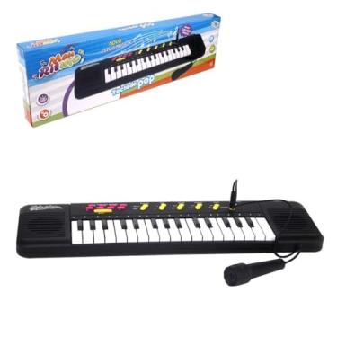 Imagem de Teclado Musical Infantil com Microfone, 45cm, Teclas Pop, Brinquedo Educativo para Crianças