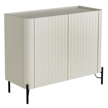 Imagem de Buffet Sala de Jantar 2 Portas Brise 1 Gaveta Pés Industrial Preto Nai