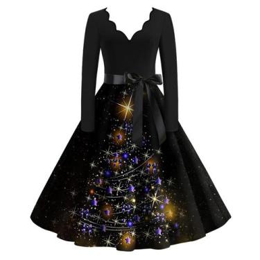 Imagem de Vestidos de Natal FQZWONG 2024 para mulheres plus size pretos