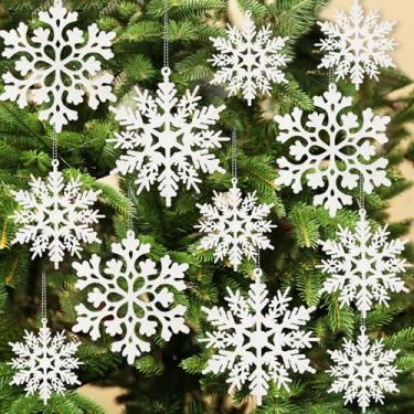 Imagem de 36 peças de flocos de neve - decorações de árvore de Natal, enfeites de floco de neve para árvore, enfeites de flocos de neve brancos com glitter, decoração de Natal para interior do país das