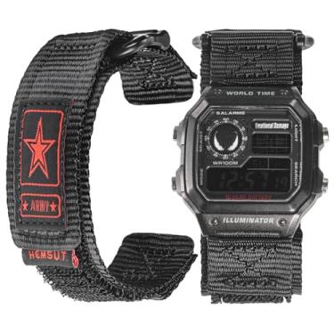 Imagem de HEMSUT Pulseira de relógio de nylon de liberação rápida de 18 mm para G-Shock compatível com Casio G-Shock AE/F/W Series (AE-1200, F-91W, W-735H, DW-H5600), pulseira de substituição estilo militar