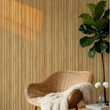 Imagem de Papel de parede com efeito de grade de grão de madeira autoadesivo para sala de estar, cozinha e quarto, material de PVC impermeável para renovação de parede, cor quente, madeira 45 * 1000 cm