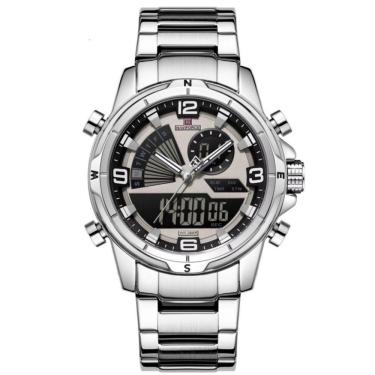 Imagem de Relógio De Pulso Eletrônico Quartzo Design Luminoso à Prova D´agua Esportivo Prata