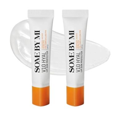 Imagem de SOME BY MI Protetor solar labial Hyal V10 Clear – Pacote com 2, 13 g – Protetor labial com FPS 15 com brilho colorido coreano para lábios secos e sensíveis – Hidratante com ácido hialurônico e