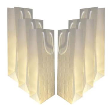 Imagem de Kit 6 Sacolas Garrafa Vinho Champagne - Branca Texturizada - VMP