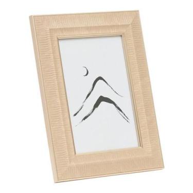 Imagem de Porta Retrato Decorativo Bege 10x15cm Em Poliestireno E Vidro - Casa H