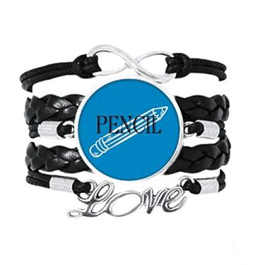 Imagem de OFFbb-USA Pencil Course Writing Classroom Students Bracelet Love Accessory Twisted Leather Tricô Corda Presente, Couro, não aplicar