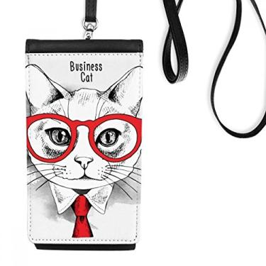 Imagem de Bussiness Cat Head Protect Animal Pet Lover, bolsa de celular para pendurar com bolso preto