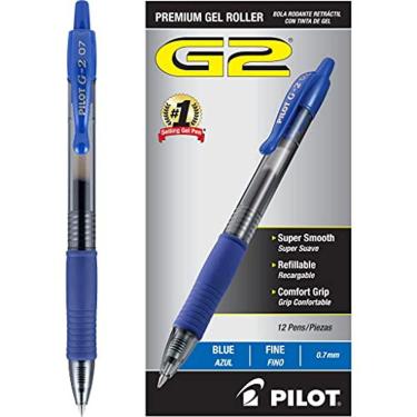 Imagem de PILOT G2 Premium Recarregável & Retrátil Rolling Ball Gel Pens, Fine Point, Blue Ink, 12 Count (31021)