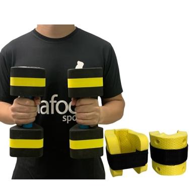 Imagem de Kit Par Halteres Hidroginástica 2-3kg + Caneleiras 2-3kg Dafoca Sports Preto/Amarelo