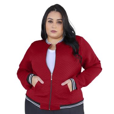 Imagem de Jaqueta Bomber Feminina Plus Size Com Bolsos G1 G2 G3 Blusa Frio Donna Martins