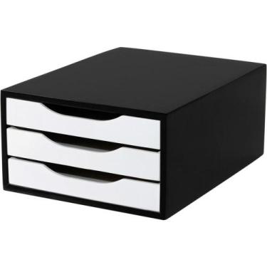 Imagem de Caixa Correspondência Madeira Arquivo 03 Gavetas PRETO/BRANCO - Souza