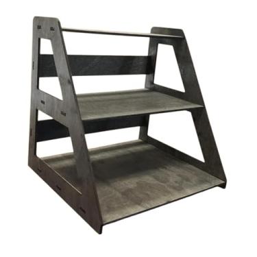 Imagem de Bothyi Prateleira de exposição de madeira, prateleira de mesa com 3 camadas, economiza espaço, suporte prático para exibição de bonecos de ação, brinquedos, Preto