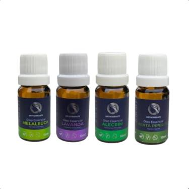 Imagem de Kit com 4 Óleos Essenciais 10ml - Lavanda Francesa, Alecrim, Melaleuca e Menta Piperita