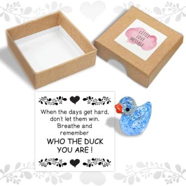 Imagem de wuguimeii Presentes positivos de pato para ela, presentes para aniversário de Natal, saúde mental positividade - Breathe and Remember - Caixa com cartões comemorativos, pequena caixa de mensagem de