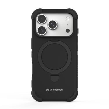 Imagem de PureGear Capa para iPhone 17 Pro (2025) 6,3 polegadas, capa magnética aprovada e testada militar, compatível com MagSafe, proteção durável resistente para iPhone 17 Pro, suporte embutido, preta