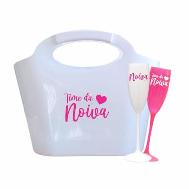 Imagem de Kit 20 Taças Espumante 190ml Acrílica - Personalizadas Chá de lingerie despedida de solteira madrinhas Bride Noiva (Bolsa Branca +Taças R. - NOIVA)