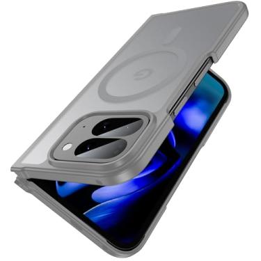 Imagem de Capa magnética para Google Pixel 10 Pro Fold [compatível com MagSafe] Capa traseira rígida fosca translúcida fina e amortecedora macia, capas de telefone finas de silicone à prova de choque, cinza