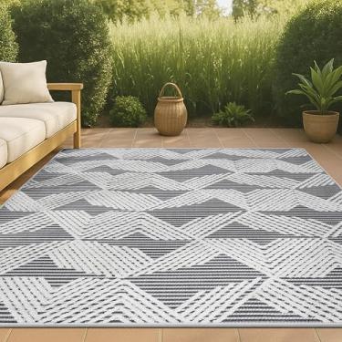 Imagem de JONATHAN Y Jazz High-Low Pile Art Deco geométrico interno/externo preto/marfim, 0,9 m x 1,5 m Tapete de área tradicional, boêmio, clássico EasyCleaning, alto tráfego, sala de estar, quintal, sem queda (SBH106A-3)