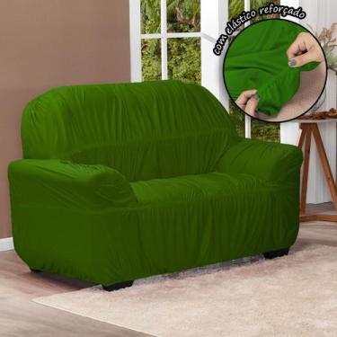 Imagem de Capa De Sofá Avulsa Elasticada 2 Lugares Em Malha Verde Oliva - Shop C