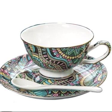 Imagem de Xícara de chá de leite, xícara de café de alta qualidade, conjunto de xícara de chá europeu criativo e pires festa em casa xícara de chá da tarde porcelana boa xícara de chá